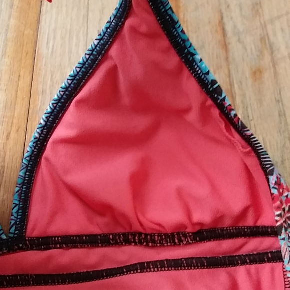 Prana One Piece Swimsuit Orange and Aqua Design - Picture 8 of 11